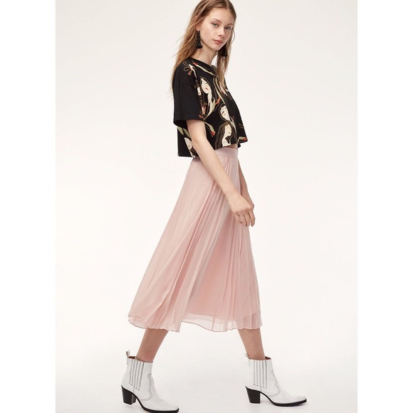 Aritzia Little Moon Pink Midi Pleated Peony Skirt - Picture 1 of 11